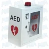 Wall-mounted AED storage cabinet with alarm and transparent window