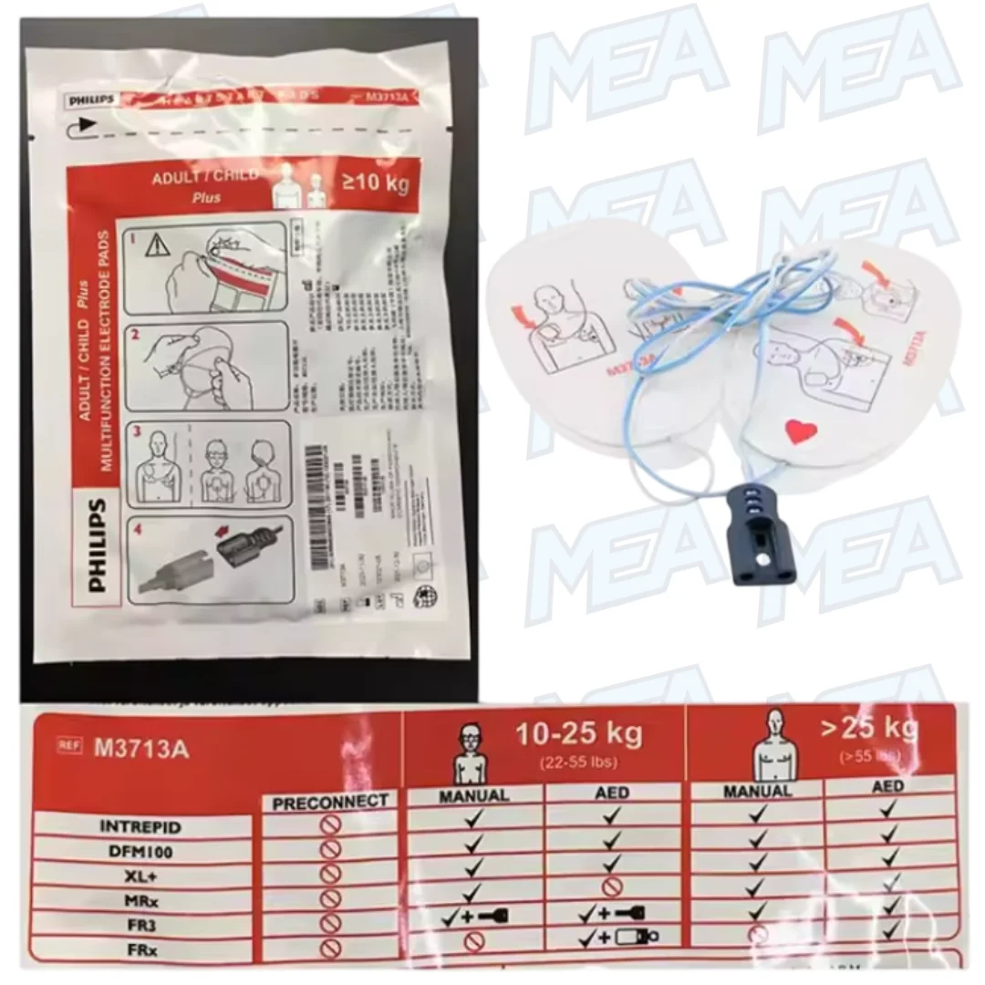 Original PHL Multifunction Electrode Pads Adult Child Plus M3713A XL+ XL MRx FR2 FR2+FR3 (New & Original) 1 Philips HeartStart M3713A Electrode Pads Multifunction Electrode Pads Adult Child Plus for XL+ MRx FR2 FR3