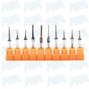 All-in-One 10pcs Sirona CEREC MCXL milling burs set for lithium disilicate, zirconia, and PMMA CAD CAM
