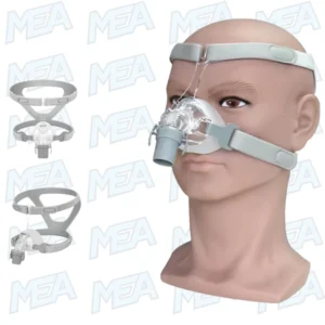 CPAP nasal mask with adjustable headgear and medical-grade silicone gel cushion for sleep apnea therapy