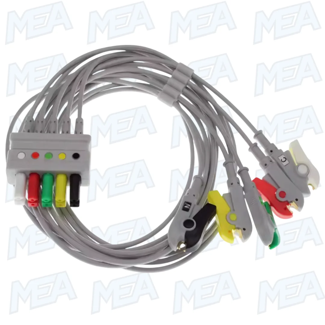 ECG EKG 3/5 Leads Electrode Leadwire For Siemens/Mindray Cable ,AHA OR IEC,Snap/Clip/VET Alligator Clip 1 ECG EKG 3/5 Lead Leadwire Cable compatible with Siemens and Mindray monitors AHA IEC snap clip alligator