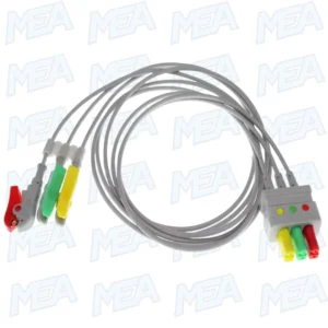 Medical ECG leadwire with snap clip and veterinary alligator connectors soft TPU cable grey