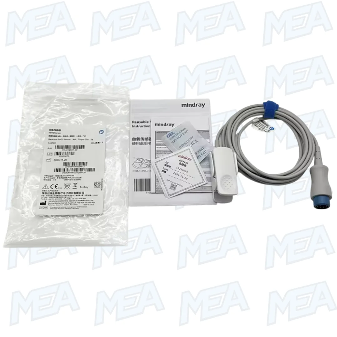 115-012807-00 512FLH Mindray Reusable Spo2 Sensor (Original & New) 1 Mindray 512FLH reusable SpO2 sensor adult finger clip 115-012807-00 for hospital patient monitoring