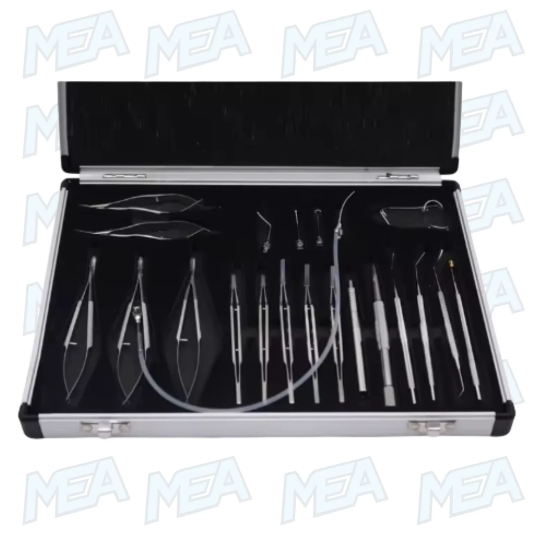 Ophthalmic Cataract Surgical Instrument Set, Pet Microsurgery Instrument Set 2 Steel plastic storage box for ophthalmic cataract surgical instrument set, durable and compact case for 21-piece microsurgery tools
