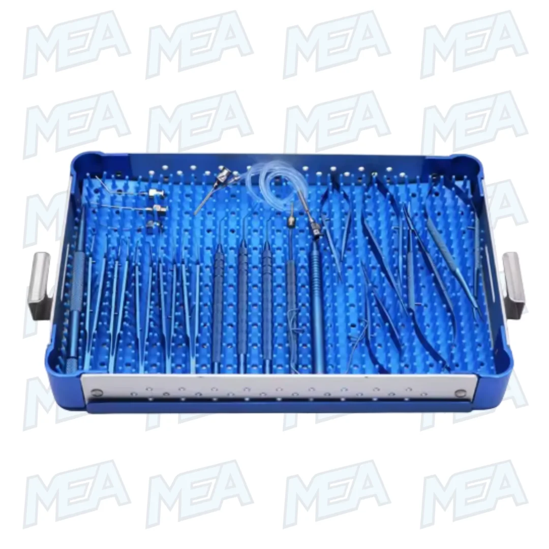 Ophthalmic Cataract Surgical Instrument Set, Pet Microsurgery Instrument Set 5 Titanium metal storage box for ophthalmic cataract surgical instrument set, durable case for 21-piece eye microsurgery tools