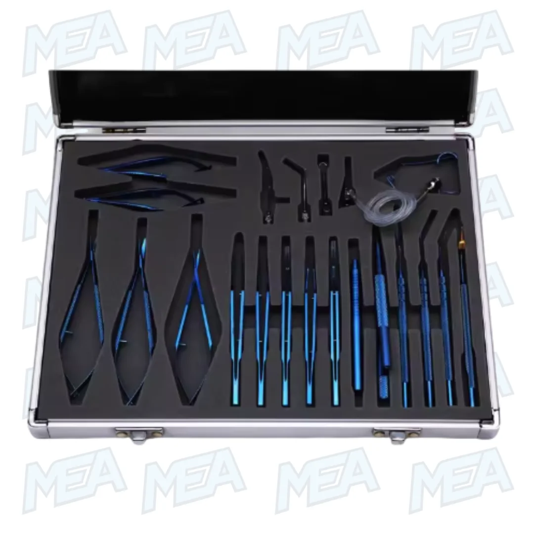 Ophthalmic Cataract Surgical Instrument Set, Pet Microsurgery Instrument Set 4 Titanium plastic storage box for ophthalmic cataract surgical instrument set, durable and compact case for 21-piece eye microsurgery tools