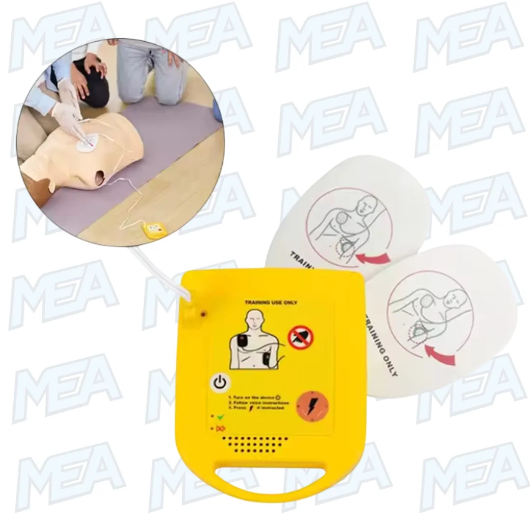 XFT D0009 AED Trainer | AHA 2020 Guidelines | Mini Portable w/Adult & Child Pads | Training Only 2 Portable XFT D0009 AED Trainer with LED guidance and voice prompts for realistic emergency training
