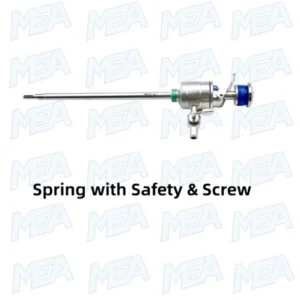 Spring trocar with safety and screw fixation for laparoscopic and endoscopic surgery