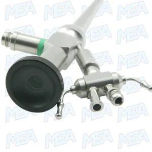 Veterinary rigid endoscope with 0° view and integrated working channel for ear endoscopy in pets