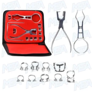 12Pcs Dental Dam Hole Puncher Set with Pliers and Leather Bag for Dentists and Orthodontic Use