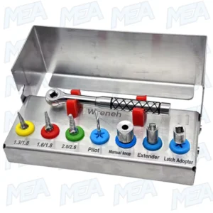 Dental implant torque wrench kit with multiple implant drivers and extender tools