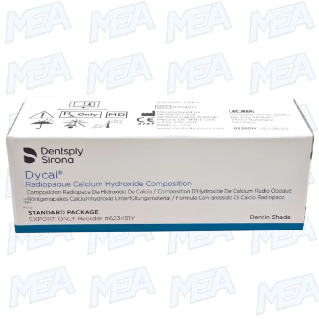 Dentsply Sirona Dycal Calcium Hydroxide 13g Base and 11g Catalyst Dental Dentsply Dycal Radiopaque Calcium Hydroxide Composition 2 Dycal Calcium Hydroxide dental pulp capping liner with mixing pad packaging