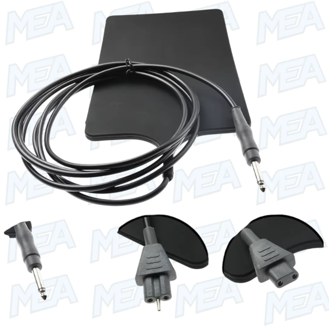 Reusable Silicone ESU Grounding Negative Plate For Adult 145*245mm Child 116*160mm With Cable 6.3mm Connector Two Holes connecto 1 ESU-JB reusable silicone ESU grounding negative plate with 6.3mm connector for adult and child electrosurgical procedures