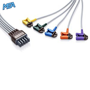 12-lead ECG Leadwire Set with Grabber/Pinch end AHA for Mindray 0010-30-42904 Chest Lead, Reusable