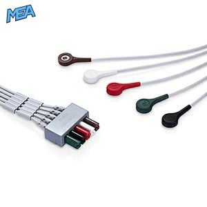5-lead ECG Leadwire Set with Snap end AHA for Mindray 0010-30-43145 Limb + Chest Lead, Reusable