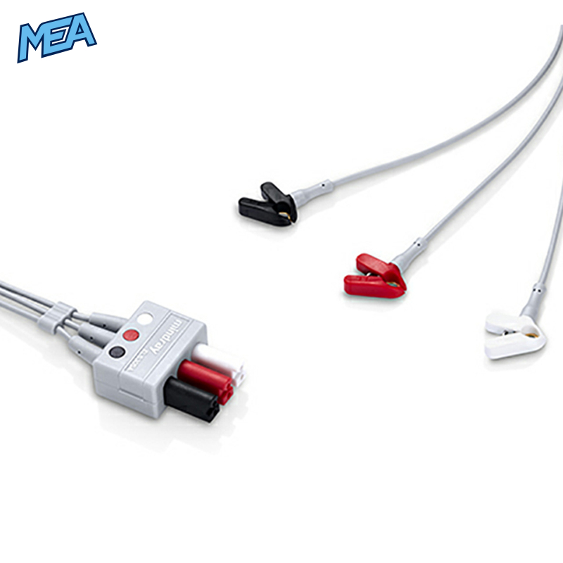 3-lead ECG Leadwire Set with Grabber/Pinch end AHA for Mindray 0010-30-43250 0.6m, Reusable 1 3-lead ECG Leadwire Set with Grabber/Pinch end AHA for Mindray 0010-30-43250 0.6m, Reusable