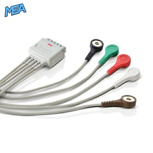 5-lead ECG Leadwire Set with Snap end AHA for Mindray 009-004782-00 Limb + Chest Lead, Reusable