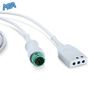 3-lead ECG Trunk Cable AHA/IEC for Mindray 040-000754-00 Reusable, ESU-Proof, TPU, Neonatal/Pediatric