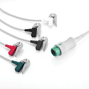 5-lead One-Piece ECG Cable with Grabber/Pinch end AHA for Mindray 040-000960-00 Reusable
