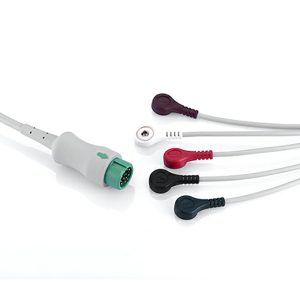 5-lead One-Piece ECG Cable with Snap end AHA for Mindray 040-00961-00 Reusable