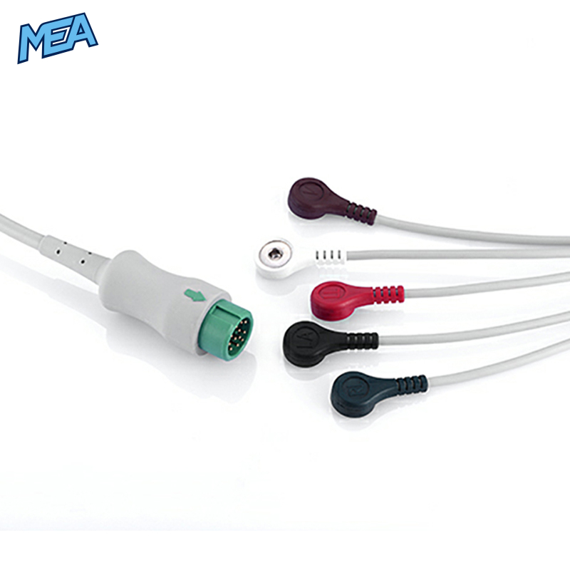 5-lead One-Piece ECG Cable with Snap end AHA for Mindray 040-00961-00 Reusable 1 5-lead One-Piece ECG Cable with Snap end AHA for Mindray 040-00961-00 Reusable