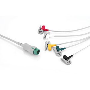 5-lead One-Piece ECG Cable with Grabber/Pinch end IEC for Mindray 040-000962-00 3.6m, Reusable, Defib-Proof