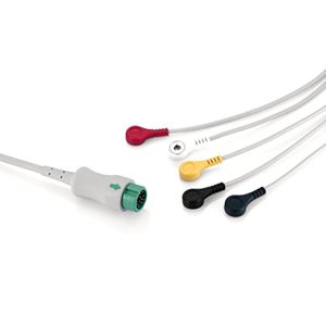 5-lead One-Piece ECG Cable with Snap end IEC for Mindray 040-000963-00 3.6m, Reusable, Defib-Proof