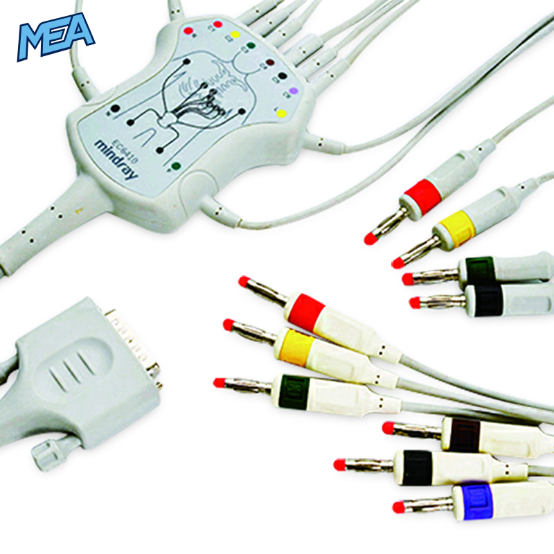 12-lead One-Piece ECG Cable with 4mm Banana end AHA for Mindray 040-001642-00 Reusable 1 12-lead One-Piece ECG Cable with 4mm Banana end AHA for Mindray 040-001642-00 Reusable