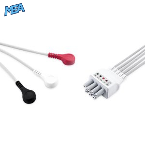 3-lead ECG Leadwire Set with Snap end AHA for Mindray 115-004867-00 Limb + Chest Lead, Reusable