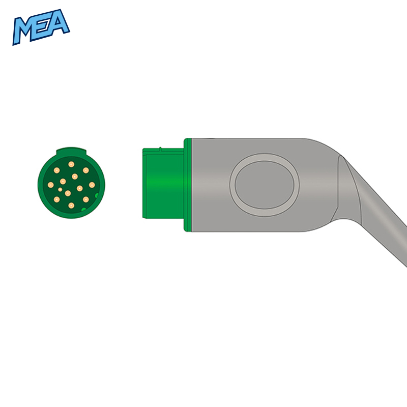 3-lead One-Piece ECG Cable with Snap end AHA for Mennen Medical Monitors Reusable, Limb Lead, 2.5m+0.9m, Defib-Proof (with Resist) 2 3-lead One-Piece ECG Cable with Snap end AHA for Mennen Medical Monitors Reusable, Limb Lead, 2.5m+0.9m, Defib-Proof (with Resist) - Image 2