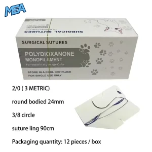 12pcs Pet Specific PDO 3/8 Circle 90CM With Needle 2/0 3/0 4/0 5/0 Round Bodied / Reverse Cutting Animal Cat Dog Pet Car - view 2