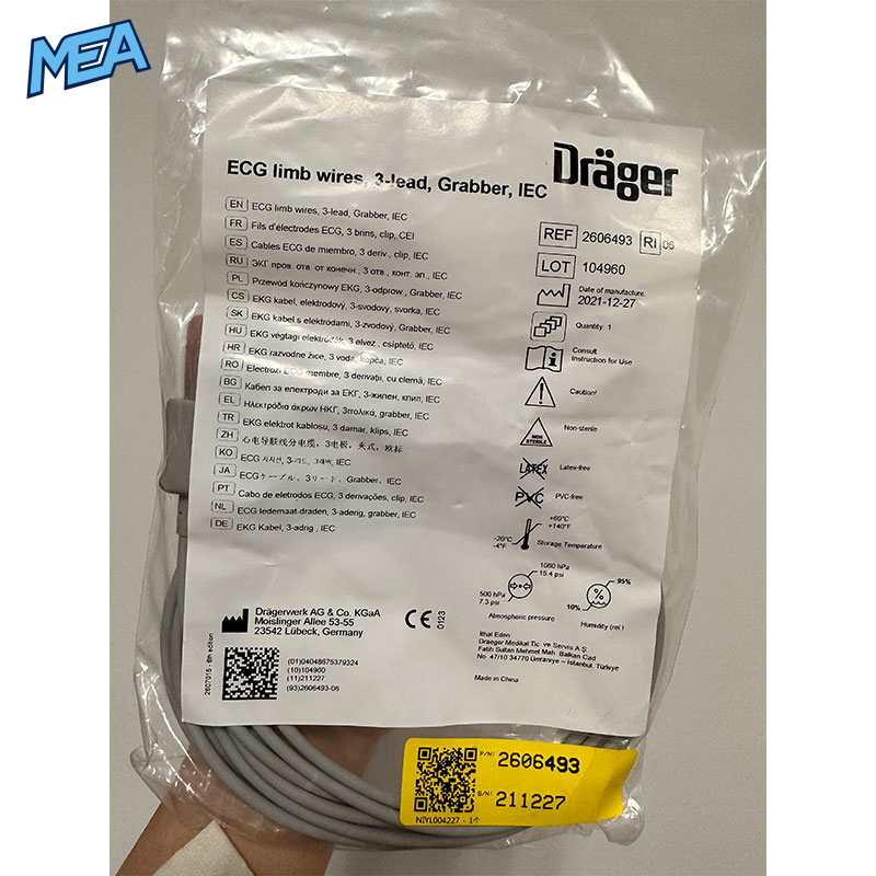 3-lead ECG Leadwire Set IEC for Draeger 2606493 Reusable 2 3-lead ECG Leadwire Set IEC for Draeger 2606493 Reusable - Image 2