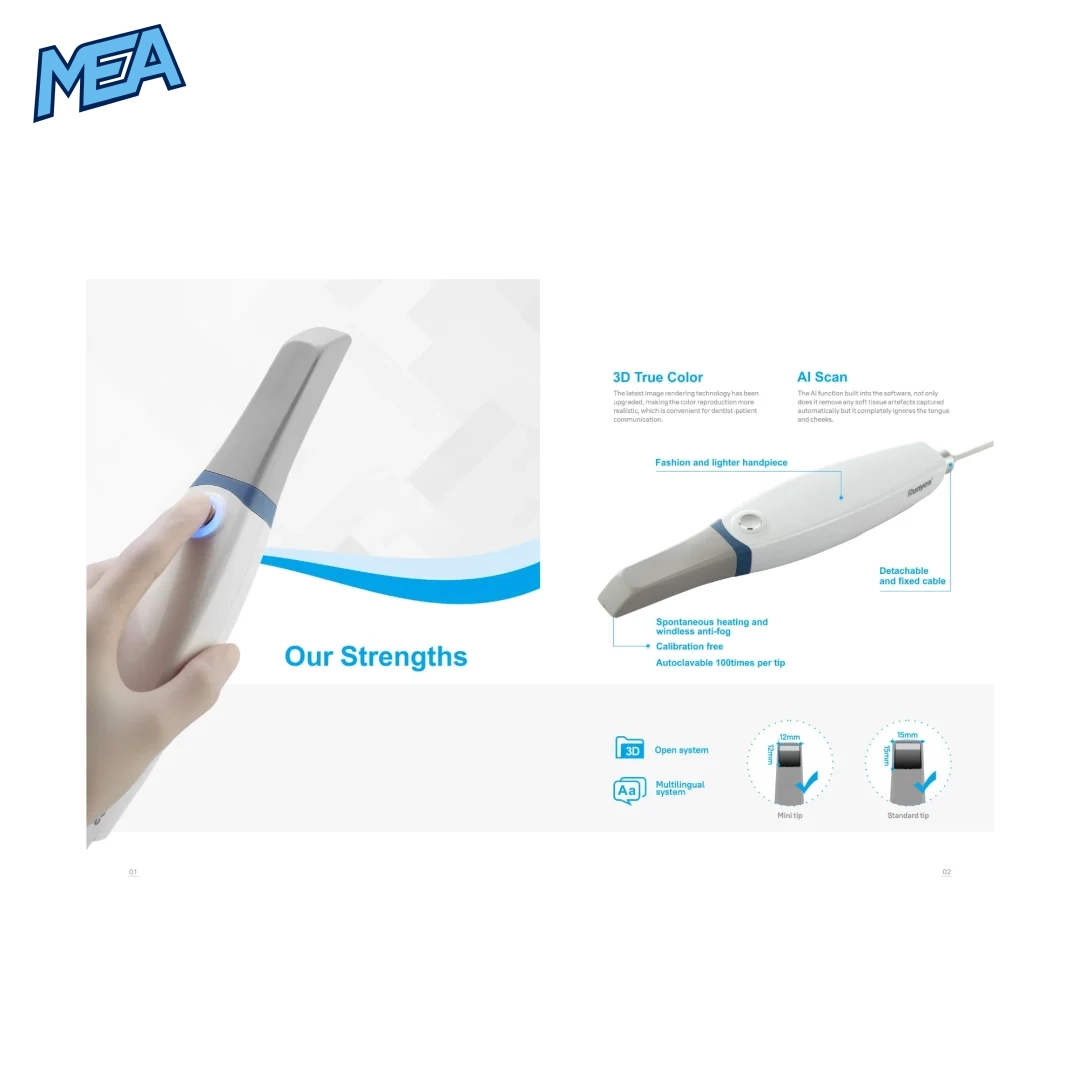 Intraoral Scanner Escaner Intraoral Dental With Free Software And Complete Ecosystem 4 3D true colour intraoral scanner features AI scan anti-fog calibration free standard and mini tips