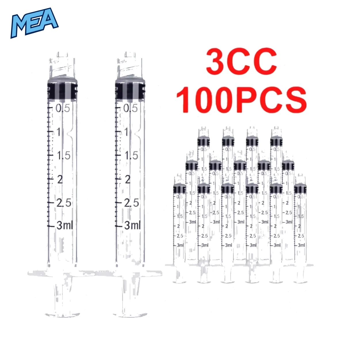 100Pack 3ml/cc Sterilized Luer Lock Syringe Individually Packaged Disposable Injection Sampler Glue Dispenser for Lab 1 3ml Luer Lock syringe individually sterile sealed disposable 100 pack for laboratory and precision dispensing