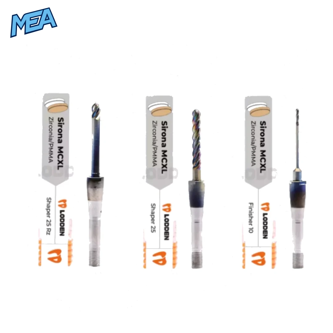 3pcs One Set Sirona CEREC MCXL milling burs for lithium disilicate, zirconia, and PMMA CAD CAM