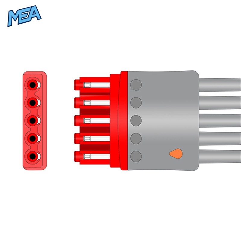 5-lead ECG Leadwire Set with Snap end AHA for Philips Monitors Disposable, Chest Lead, Lead Type: Philips IntelliVue, Shielded 1 5-lead ECG Leadwire Set with Snap end AHA for Philips Monitors Disposable, Chest Lead, Lead Type: Philips IntelliVue, Shielded