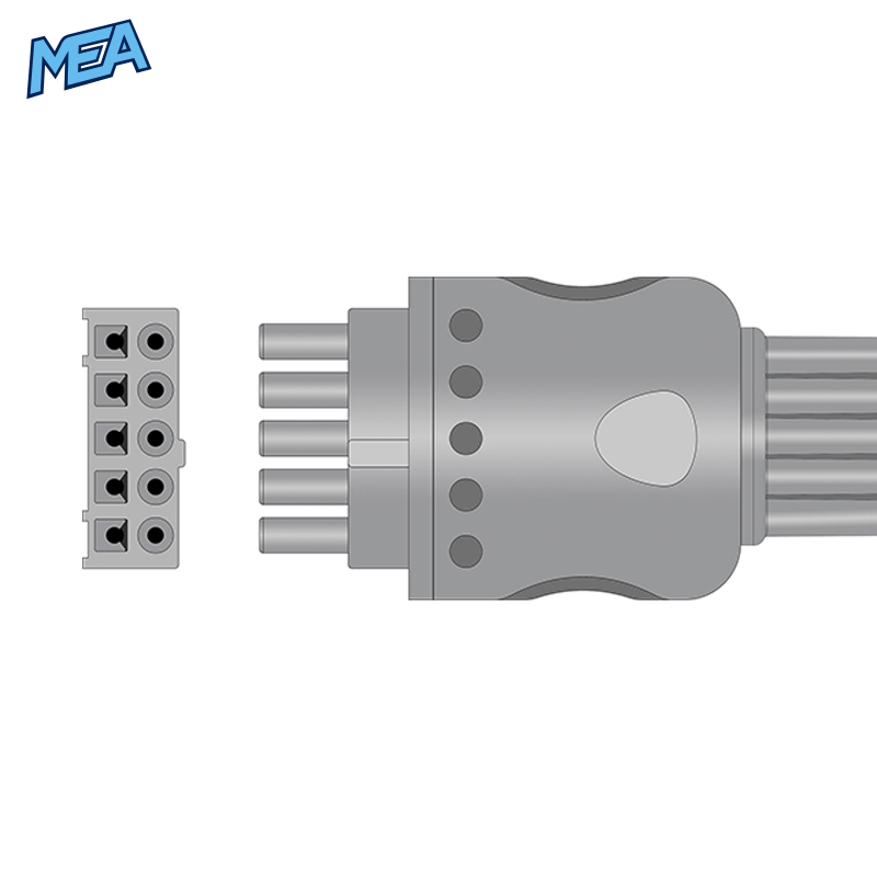 5-lead ECG Leadwire Set with Snap end AHA for Datex Ohmeda 545328 Reusable, Limb + Chest Lead, Lead Type: Datex 300 Series, Shielded 2 5-lead ECG Leadwire Set with Snap end AHA for Datex Ohmeda 545328 Reusable, Limb + Chest Lead, Lead Type: Datex 300 Series, Shielded - Image 2