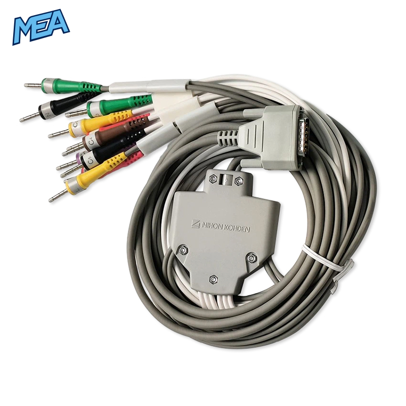 10-lead ECG Leadwire Set with 3mm Needle end IEC for Nihon Kohden BJ-961D Limb + Chest Lead, Reusable 1 10-lead ECG Leadwire Set with 3mm Needle end IEC for Nihon Kohden BJ-961D Limb + Chest Lead, Reusable
