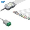 10-lead One-Piece ECG Cable with Snap end AHA for GE Healthcare Monitors Reusable, Limb + Chest Lead, 2.2m+mixed 0.9m/1.2m, Respiratory Rate 5 EC 10004S A