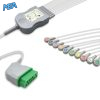 10-lead One-Piece ECG Cable with Snap end AHA for Nihon Kohden Monitors Reusable, Limb + Chest Lead, 2.2m+mixed 0.9m/1.2m, Respiratory Rate 5 EC 10013S A