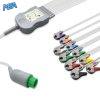 10-lead One-Piece ECG Cable with Grabber/Pinch end AHA for Fukuda Denshi Monitors Reusable, Limb+Chest, 2.2m+0.8m/1.2m, Defib-Proof 2 EC 10031RG A
