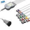 10-lead One-Piece ECG Cable with Grabber/Pinch end AHA for Zoll Monitors Reusable, Limb + Chest Lead, 2.2m+mixed 0.8m/1.2m, Defib-Proof (with Resist) 4 EC 10037RG A