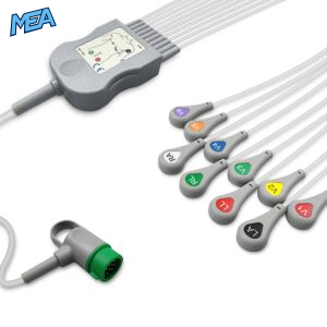 10-lead One-Piece ECG Cable with Snap end AHA for Physio-Control Monitors Reusable, Limb + Chest Lead, 2.2m+mixed 0.9m/1.2m, Defib-Proof (with Resist)