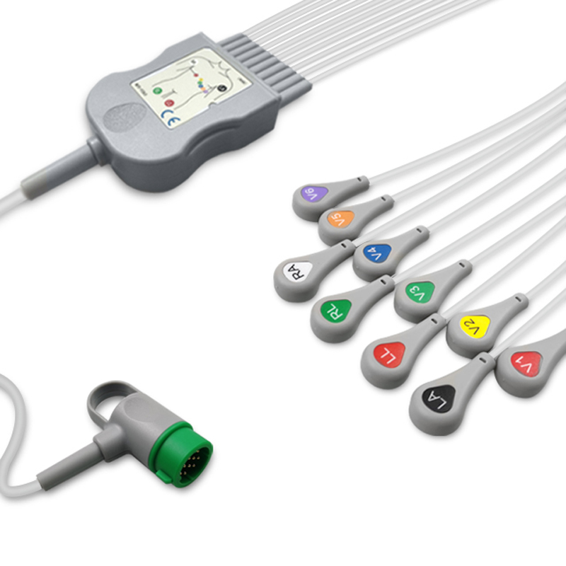 10-lead One-Piece ECG Cable with Snap end AHA for Physio-Control Monitors Reusable, Limb + Chest Lead, 2.2m+mixed 0.9m/1.2m, Defib-Proof (with Resist) 1 10-lead One-Piece ECG Cable with Snap end AHA for Physio-Control Monitors Reusable, Limb + Chest Lead, 2.2m+mixed 0.9m/1.2m, Defib-Proof (with Resist)