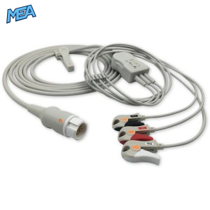 3-lead One-Piece ECG Cable with Grabber/Pinch end AHA for Philips 989803143181 Reusable, Limb Lead, 2.5m+0.9m, Defib-Proof (with Resist)