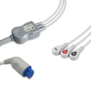 3-lead One-Piece ECG Cable with Snap end AHA for Artema S&W Monitors Reusable, Limb Lead, 2.5m+0.9m, Respiratory Rate