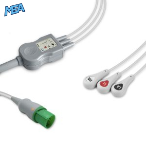 5-lead One-Piece ECG Cable with Snap end AHA for Nihon Kohden BC-753VA Reusable, Limb Lead, 2.5m+0.9m, Defib-Proof (with Resist)