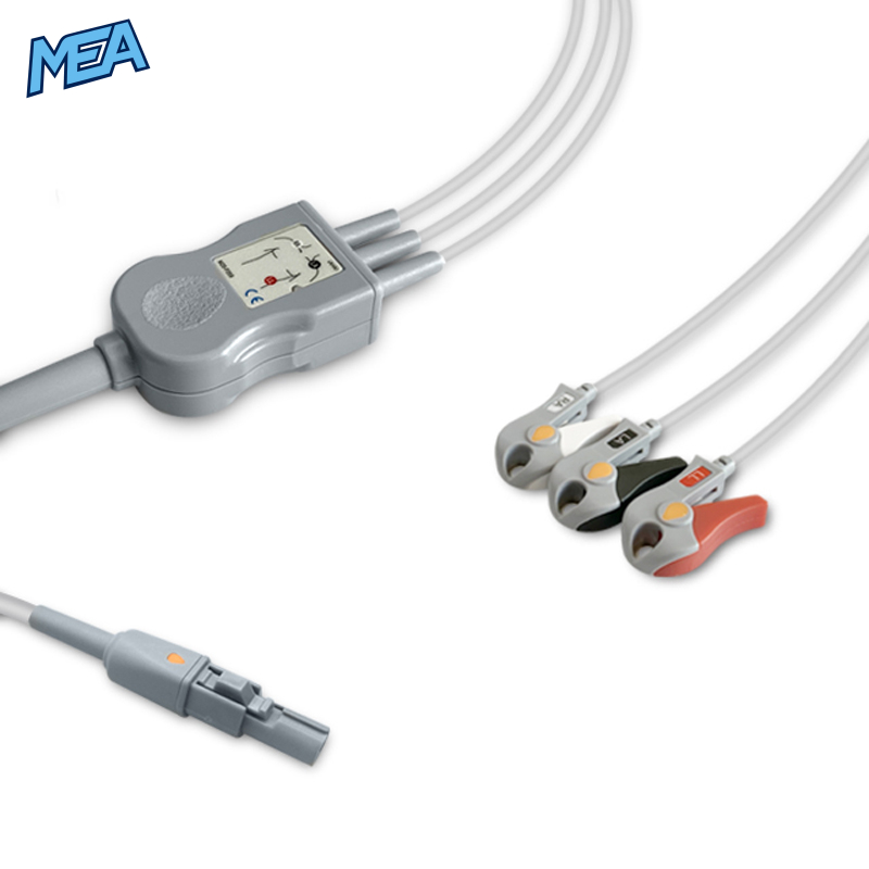3-lead One-Piece ECG Cable with Grabber/Pinch end AHA for Welch Allyn Monitors Reusable, Limb Lead, 2.5m+0.9m, Defib-Proof (with Resist) 1 3-lead One-Piece ECG Cable with Grabber/Pinch end AHA for Welch Allyn Monitors Reusable, Limb Lead, 2.5m+0.9m, Defib-Proof (with Resist)