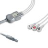 3-lead One-Piece ECG Cable with Snap end AHA for Welch Allyn 008-0880-00 Reusable, Limb Lead, 2.5m+0.9m, Defib-Proof (with Resist) 2 EC 3020RS A