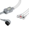 3-lead One-Piece ECG Cable with Snap end AHA for Zoll 8300-0800-01 Reusable, Limb Lead, 2.5m+0.9m, Defib-Proof (with Resist) 3 EC 3038RS A